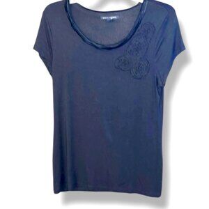 Banana Republic Black Fitted Cap Sleeve T-Shirt